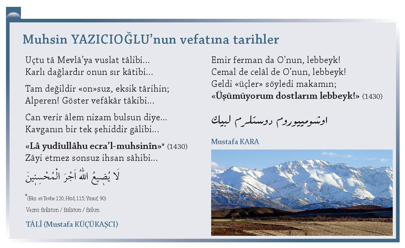 Muhsin Yazıcıoğlu’nun Vefatına Tarih